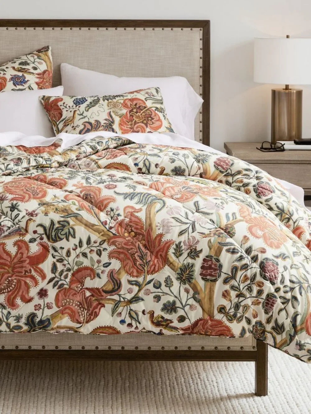 Pottery Barn King / Cal Comforter + 2 King Shams Eleanor Palempore Floral NEW